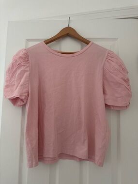 Zara Light Pink Puff-Sleeve Short Sleeve Tee